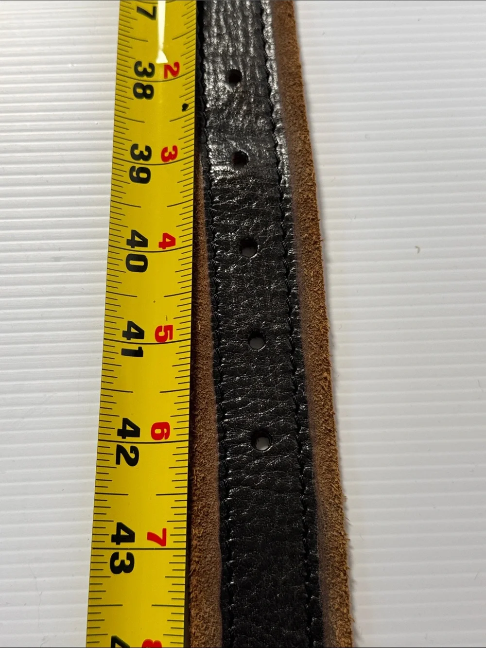 JOE'S Black Leather Brown Suede Raw Trim Men's Handmade Belt Size 38 Silver